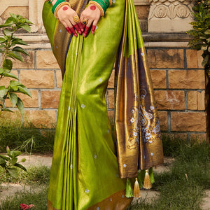 Green And Blue Kanjivaram Saree