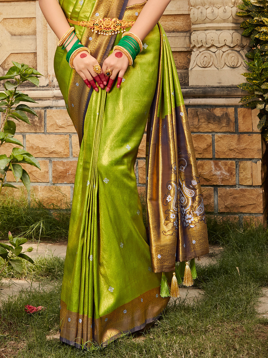 Green And Blue Kanjivaram Saree