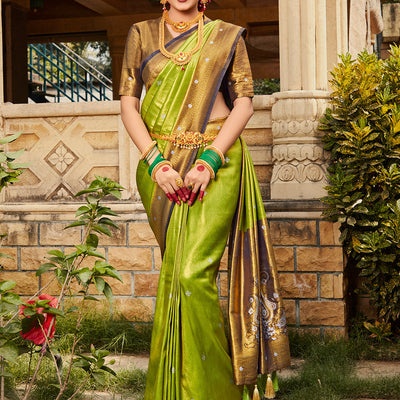 Green And Blue Kanjivaram Saree