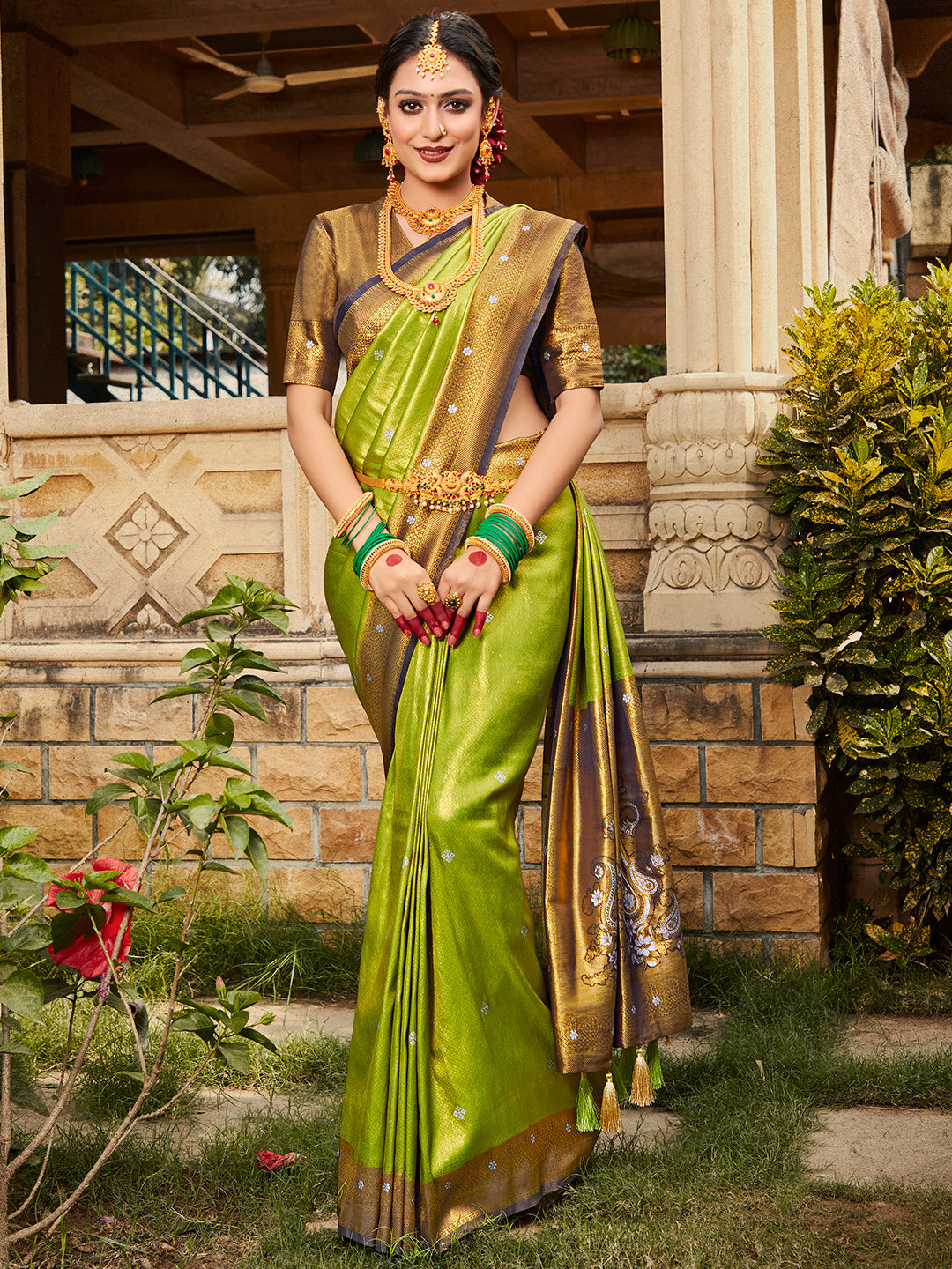 Green And Blue Kanjivaram Saree