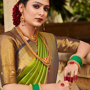 Green And Blue Kanjivaram Saree