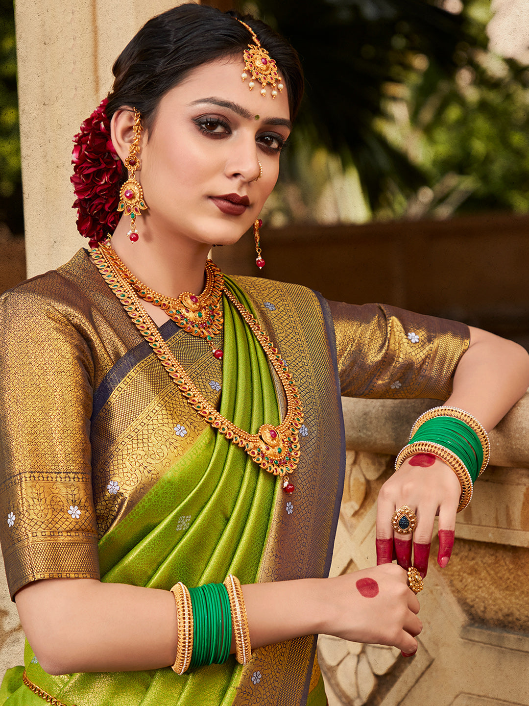 Green And Blue Kanjivaram Saree