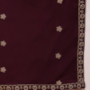 Maroon Poly Georgette Embroidered Anarkali Kurta Set VKSET1513