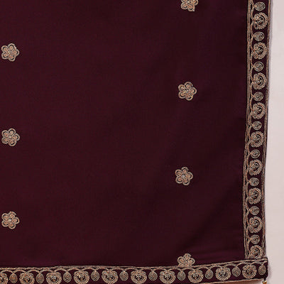 Maroon Poly Georgette Embroidered Anarkali Kurta Set VKSET1513