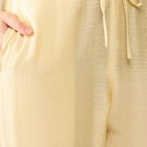Yellow Viscose Rayon Solid Embroidered A-Line Trouser Kurta Set VKSET1529
