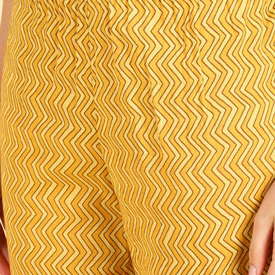 Yellow Pure Cotton Straight Kurta Pant With Dupatta Set VKSKD1405