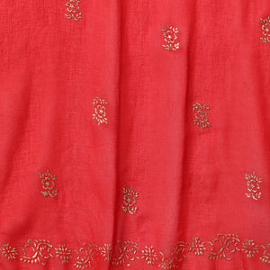 Red Cotton Straight Kurta Pant With Dupatta Set VKSKD1416