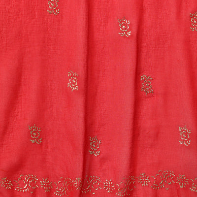 Red Cotton Straight Kurta Pant With Dupatta Set VKSKD1416