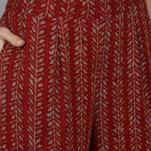 Red Cotton Blend Zari Embroidered Suit Set VKSKD1667