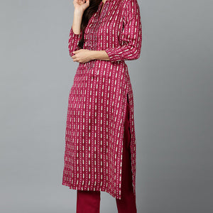 Rayon Blend Tyrian Maroon Straight Kurta Pant With Dupatta VKSKD1811