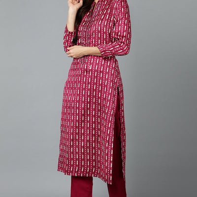 Rayon Blend Tyrian Maroon Straight Kurta Pant With Dupatta VKSKD1811