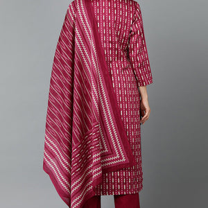 Rayon Blend Tyrian Maroon Straight Kurta Pant With Dupatta VKSKD1811