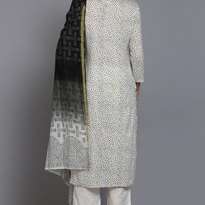 Off White Cotton Bandhani Straight Suit Set VKSKD1870