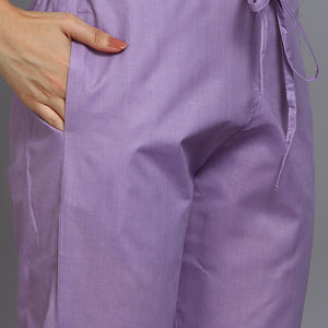 Lavender Cotton Floral Straight Suit Set VKSKD1881
