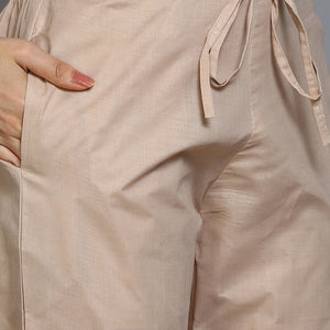 Nude Cotton Floral Straight Suit Set VKSKD1882