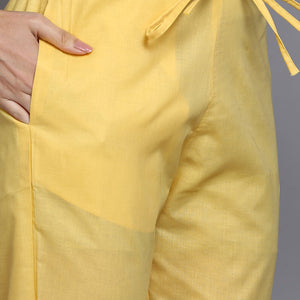 Cotton Yellow Printed Straight Kurta Pant With Dupatta VKSKD1916
