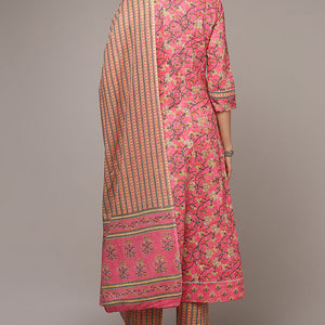Pink Pure Cotton Printed Flared Suit Set VKSKD1973