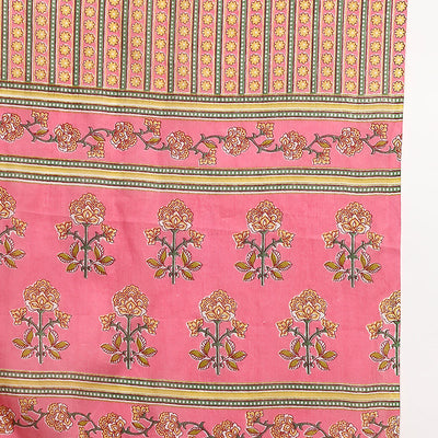 Pink Pure Cotton Printed Flared Suit Set VKSKD1973