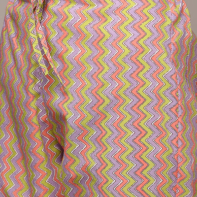 Peach Pure Cotton Printed Flared Suit Set VKSKD1974