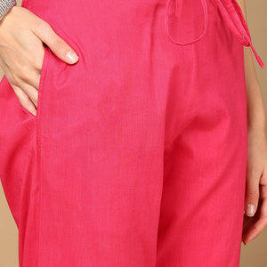 Pink Viscose Rayon Geometric Printed Straight Suit Set VKSKD1990