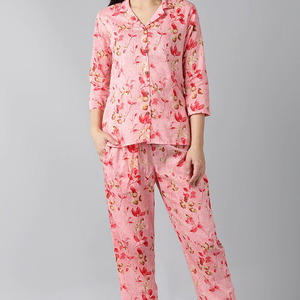 Pink Pure Cotton Floral Printed Night Suit VNWK1011