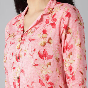 Pink Pure Cotton Floral Printed Night Suit VNWK1011