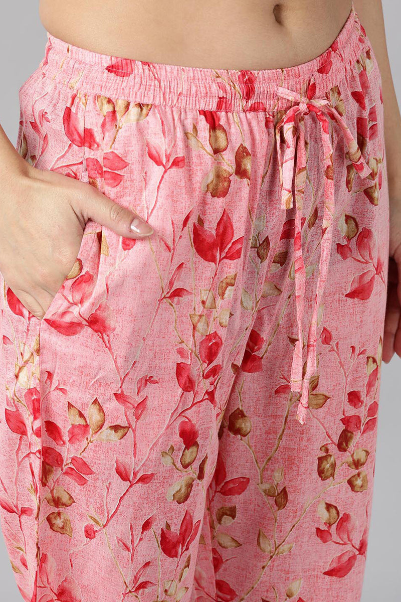 Pink Pure Cotton Floral Printed Night Suit VNWK1011