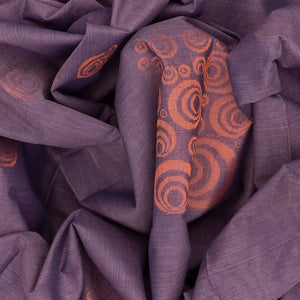 Lilac Handloom Village Cotton Saree With Floral Motifs-Lilac