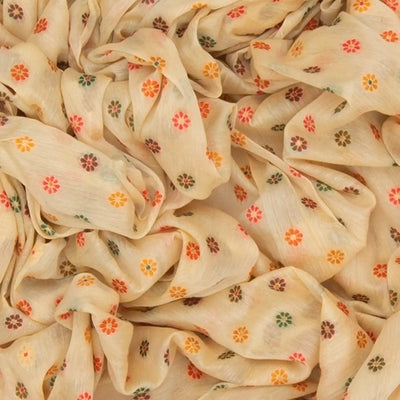 Off White Blended Pashmina Kani Saree With Floral Motifs & Red Border-Off White