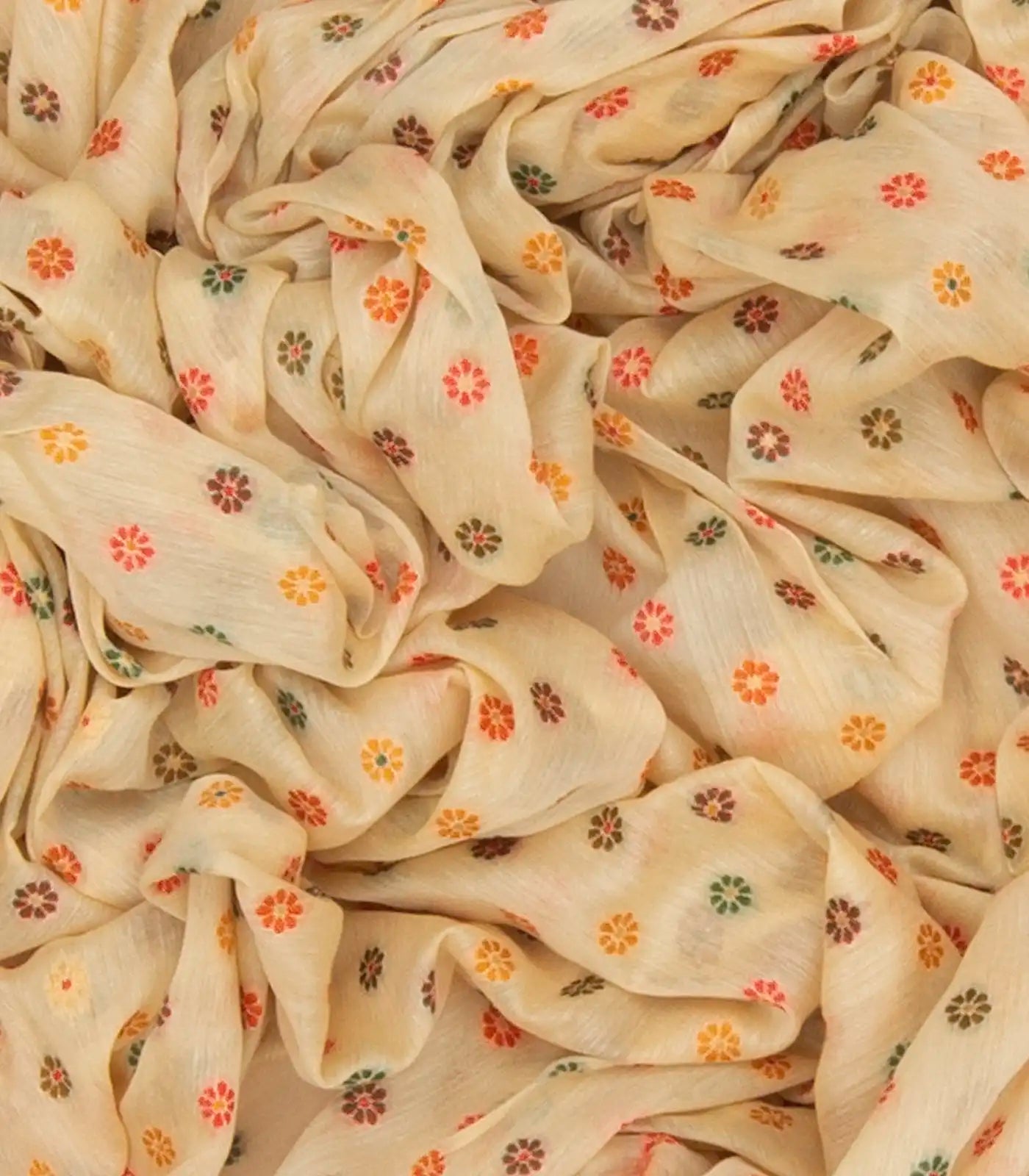 Off White Blended Pashmina Kani Saree With Floral Motifs & Red Border-Off White