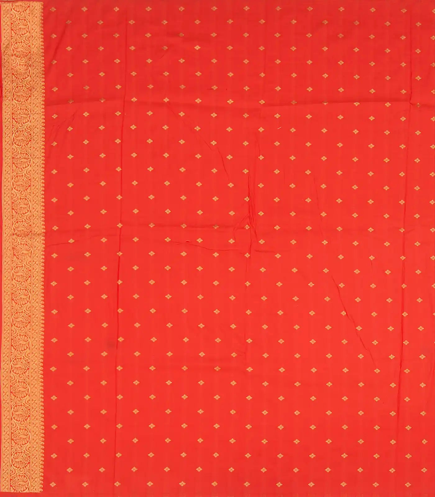 Off White Blended Pashmina Kani Saree With Floral Motifs & Red Border-Off White