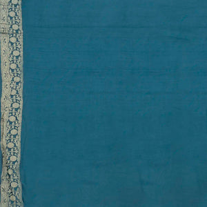 Steel Blue Woven Blended Khaddi Georgette Saree With Floral Jaal Motifs-Steel Blue