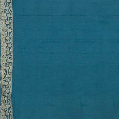 Steel Blue Woven Blended Khaddi Georgette Saree With Floral Jaal Motifs-Steel Blue