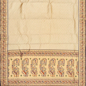 Gold Woven Viscose Tissue Saree With Paithani Border-Gold