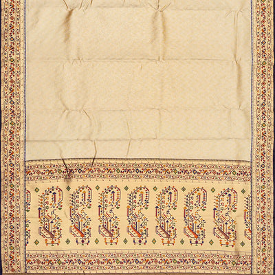 Gold Woven Viscose Tissue Saree With Paithani Border-Gold