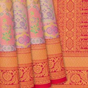 Grey Woven Viscose Tissue Saree With Meena Floral Motifs-Grey