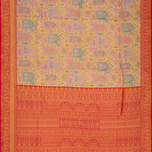 Grey Woven Viscose Tissue Saree With Meena Floral Motifs-Grey