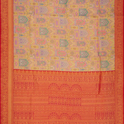 Grey Woven Viscose Tissue Saree With Meena Floral Motifs-Grey