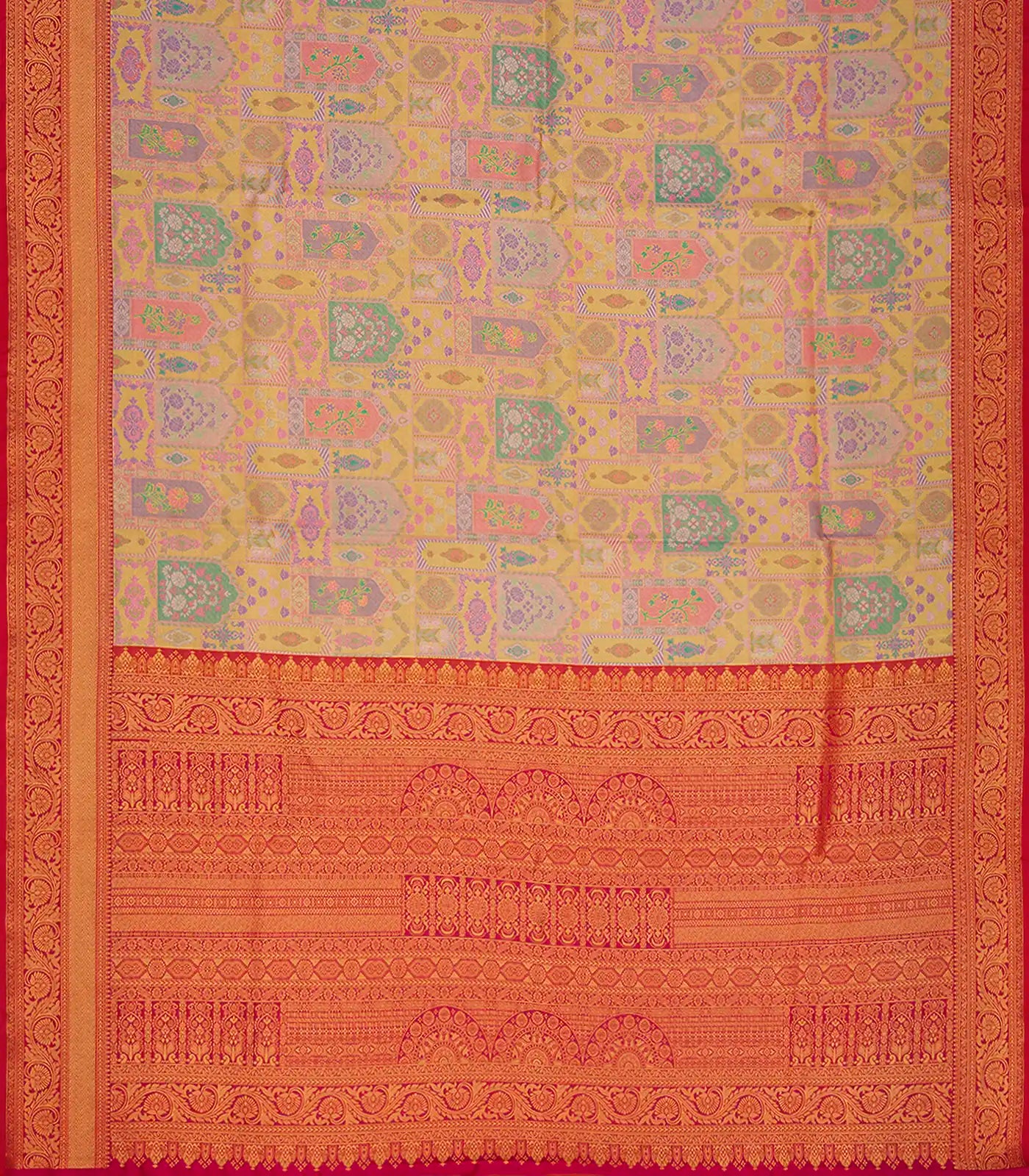 Grey Woven Viscose Tissue Saree With Meena Floral Motifs-Grey