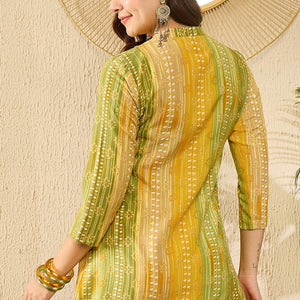 Green Rayon Blend Floral Printed Regular Kurti Tunics VT1348