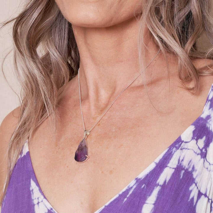 Raw Amethyst Teardrop Gemstone Pendant