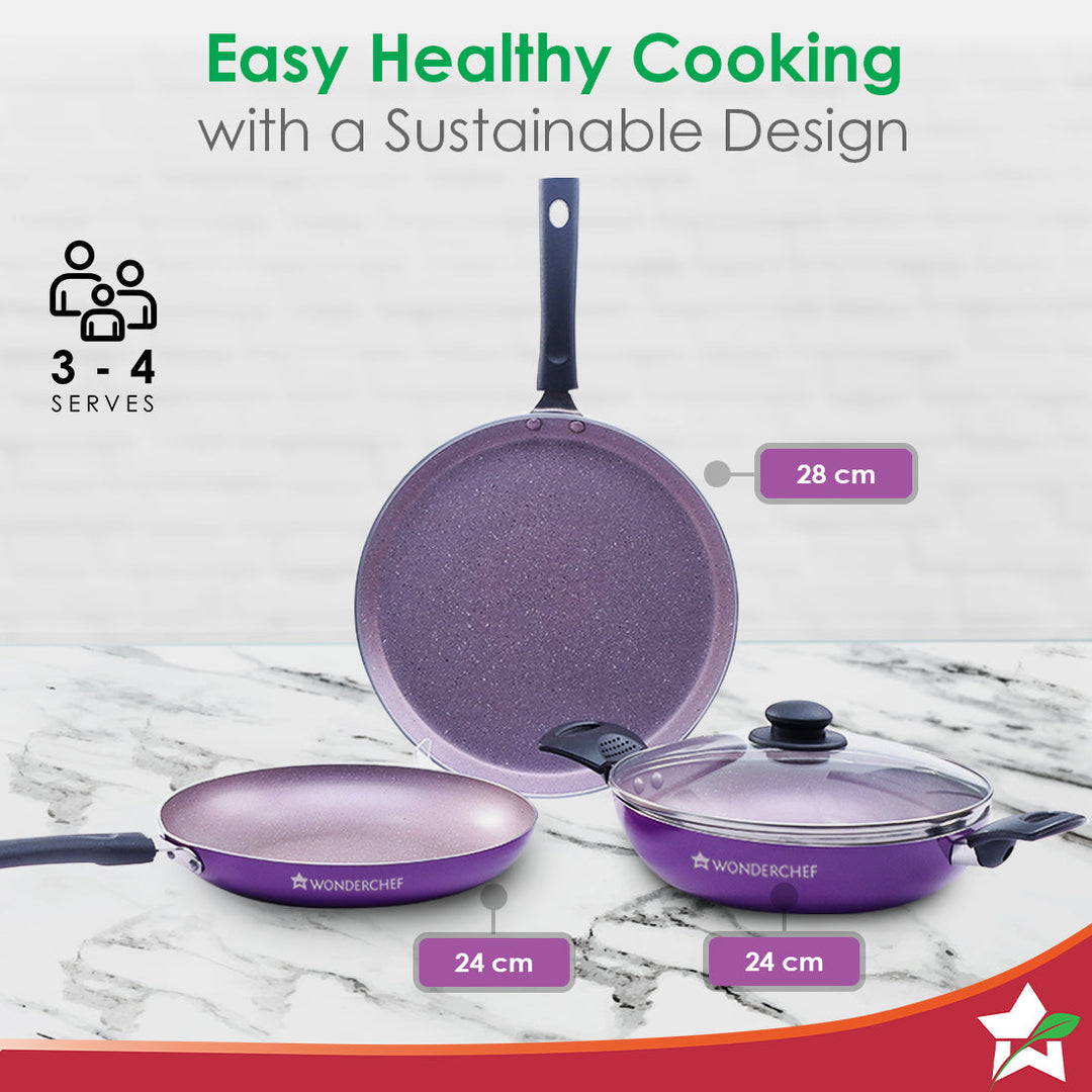 Valencia Non-stick Cookware Set - Purple