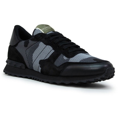 Valentino Rockrunner Camouflage Black Mesh Sneaker