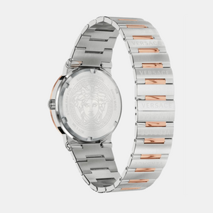 Greca Logo Men Quartz Silver Dial Analog Stainless Steel Watch VEVI00923