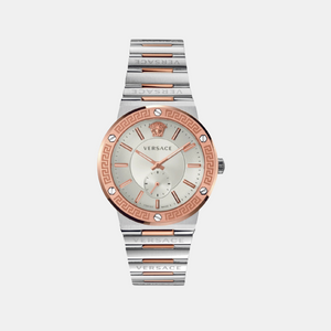 Greca Logo Men Quartz Silver Dial Analog Stainless Steel Watch VEVI00923