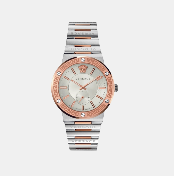 Greca Logo Men Quartz Silver Dial Analog Stainless Steel Watch VEVI00923