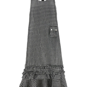 Ganni Crinkled Check Long Dress