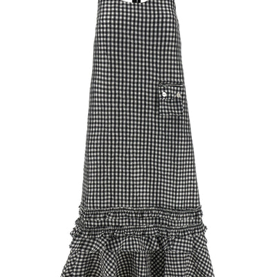 Ganni Crinkled Check Long Dress