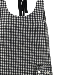 Ganni Crinkled Check Long Dress