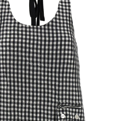 Ganni Crinkled Check Long Dress
